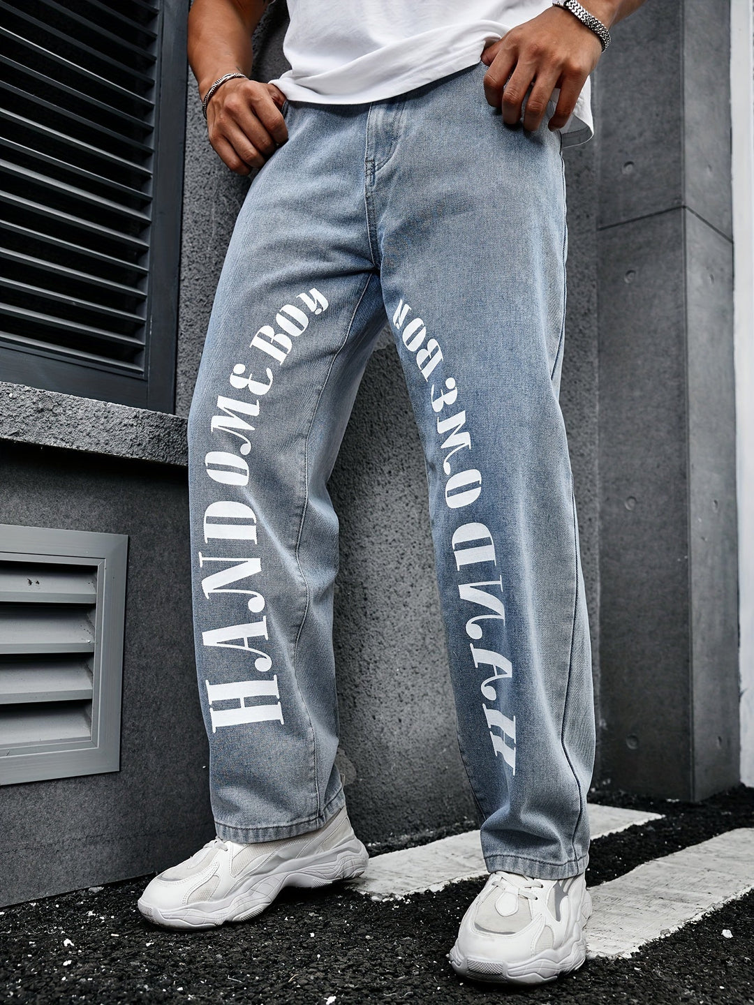 Men’s modern statement jeans with a sleek fit and high-quality denim, perfect for stylish looks in autumn and beyond.