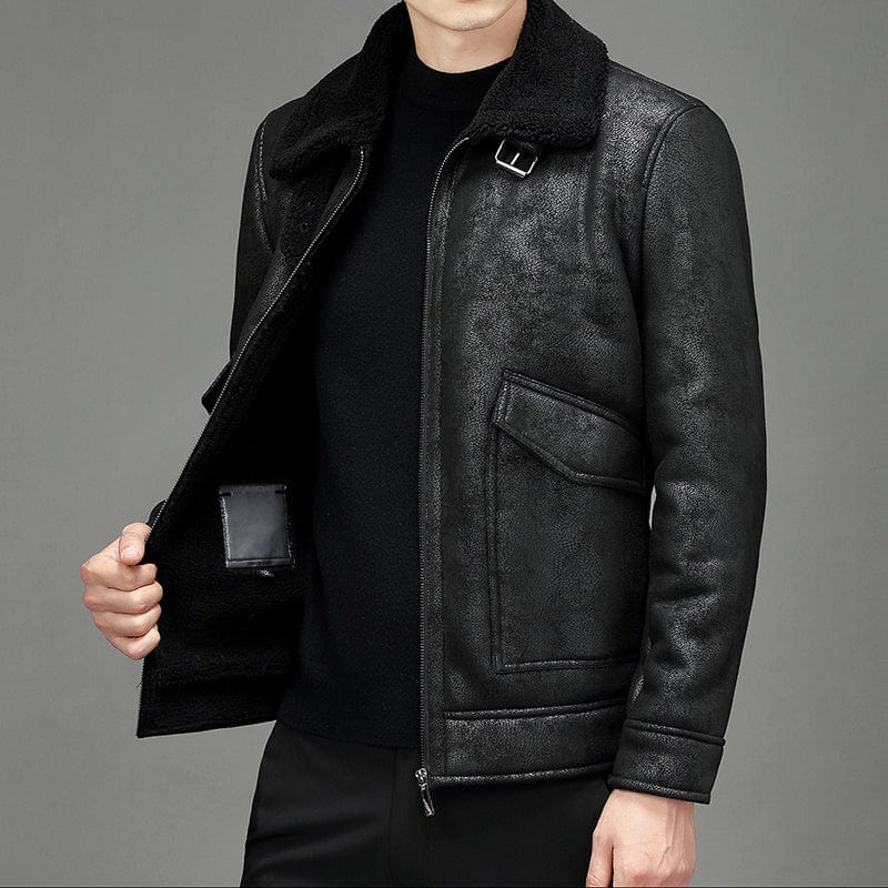 Men's premium suede autumn jacket with a sleek fit, offering warmth and timeless style.