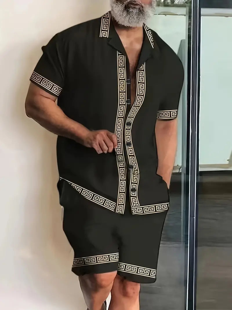 Elegant 2-piece shorts and shirt set for men, designed for comfort and style in summer.