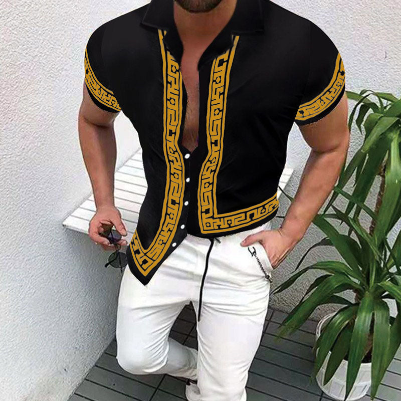 Elegant men's designer shirt with premium fabric and tailored fit, ideal for stylish and breathable summer outfits.