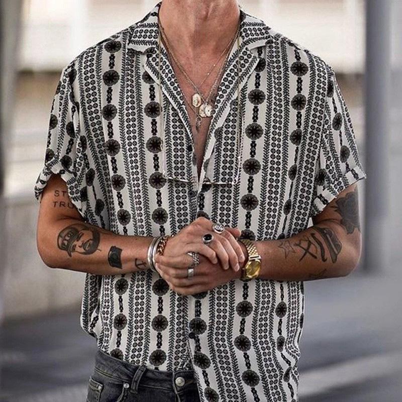 Men's bohemian summer shirt with a relaxed fit, perfect for warm weather and casual outings.