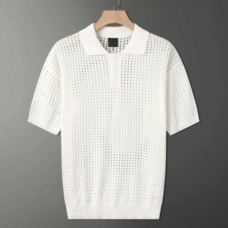 Men's breathable summer polo with lightweight, moisture-wicking fabric, perfect for staying cool and stylish on warm days.