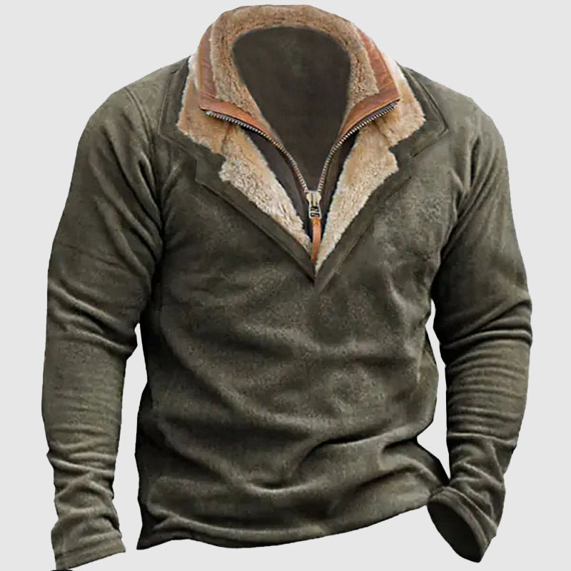 Men's half zip sweater with soft knit texture, ideal for autumn layering and casual everyday wear.