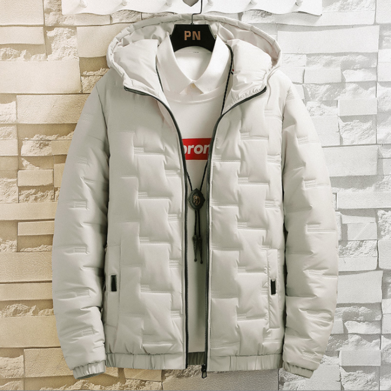 Men's waterproof padded jacket with insulated warmth, breathable design, and weather-resistant fabric for autumn days.
