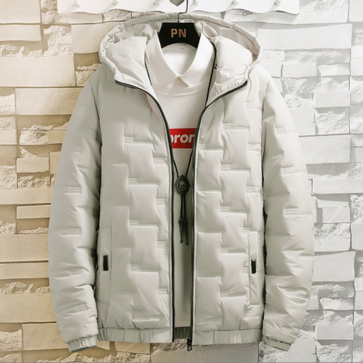 Men's waterproof padded jacket with insulated warmth, breathable design, and weather-resistant fabric for autumn days.