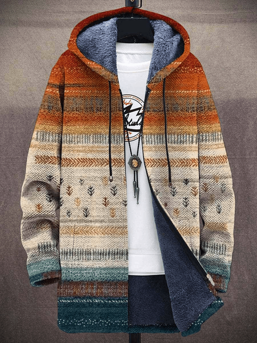 Trendy and comfortable gradient hooded sweater, perfect for autumn layering.