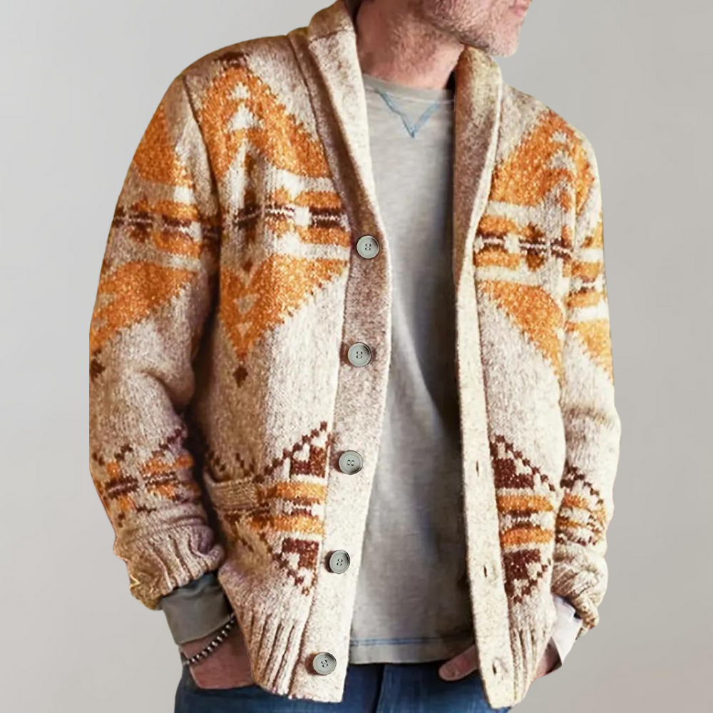 Stylish vintage autumn cardigan, featuring soft breathable fabric and a timeless design perfect for cozy seasonal wear.