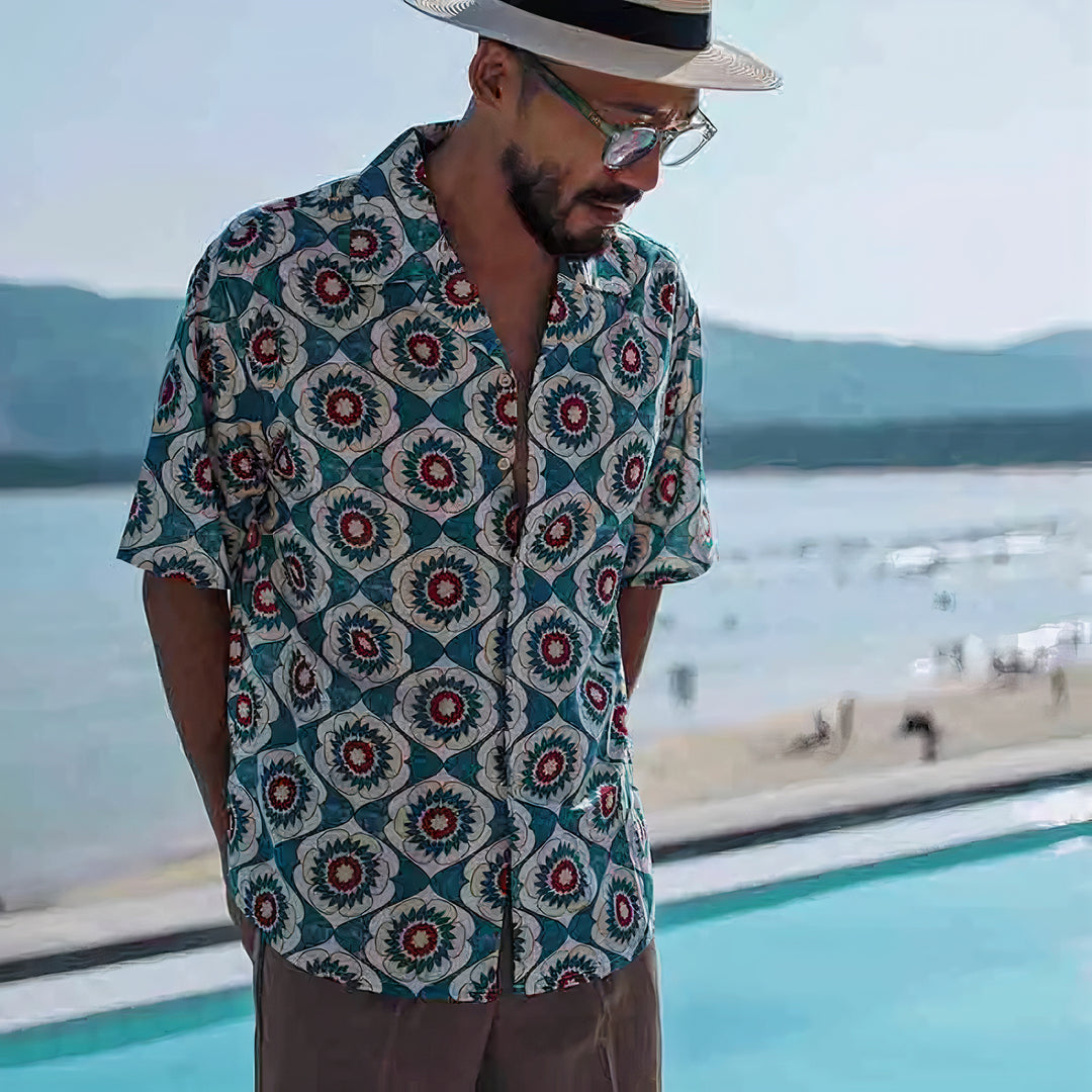 Stylish summer shirt with a vintage design, perfect for staying cool and fashionable on hot summer days.