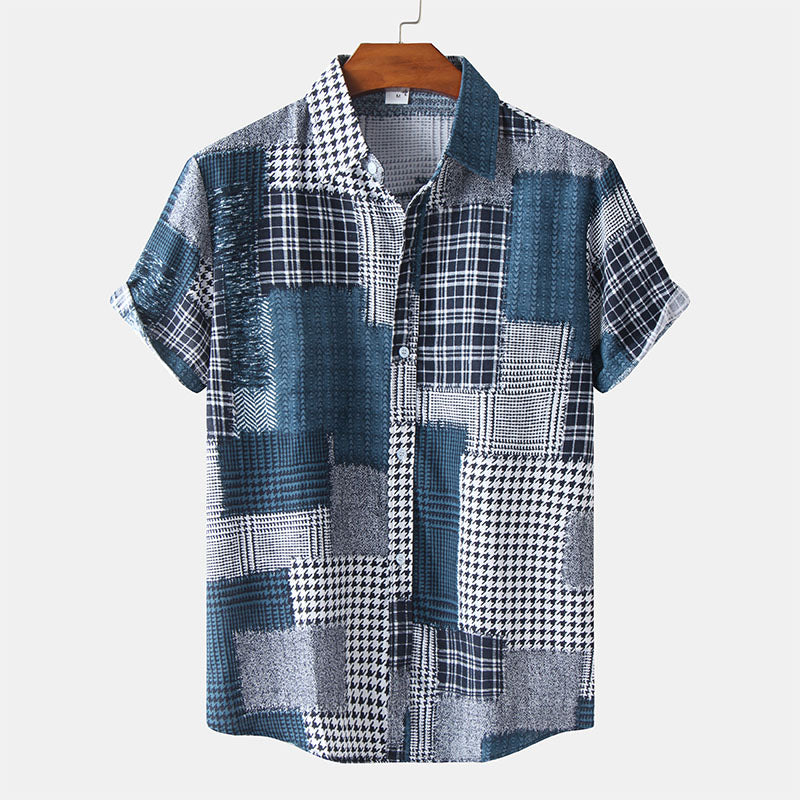 Vintage summer shirt for men with breathable fabric, relaxed fit, and a timeless retro design.
