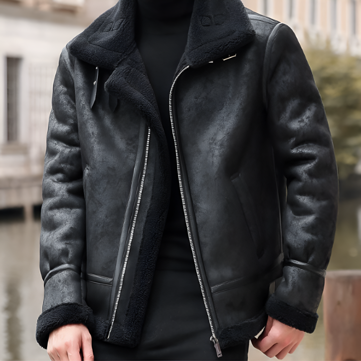 Men's Elegant Warm Suede Leather Jacket - Duval