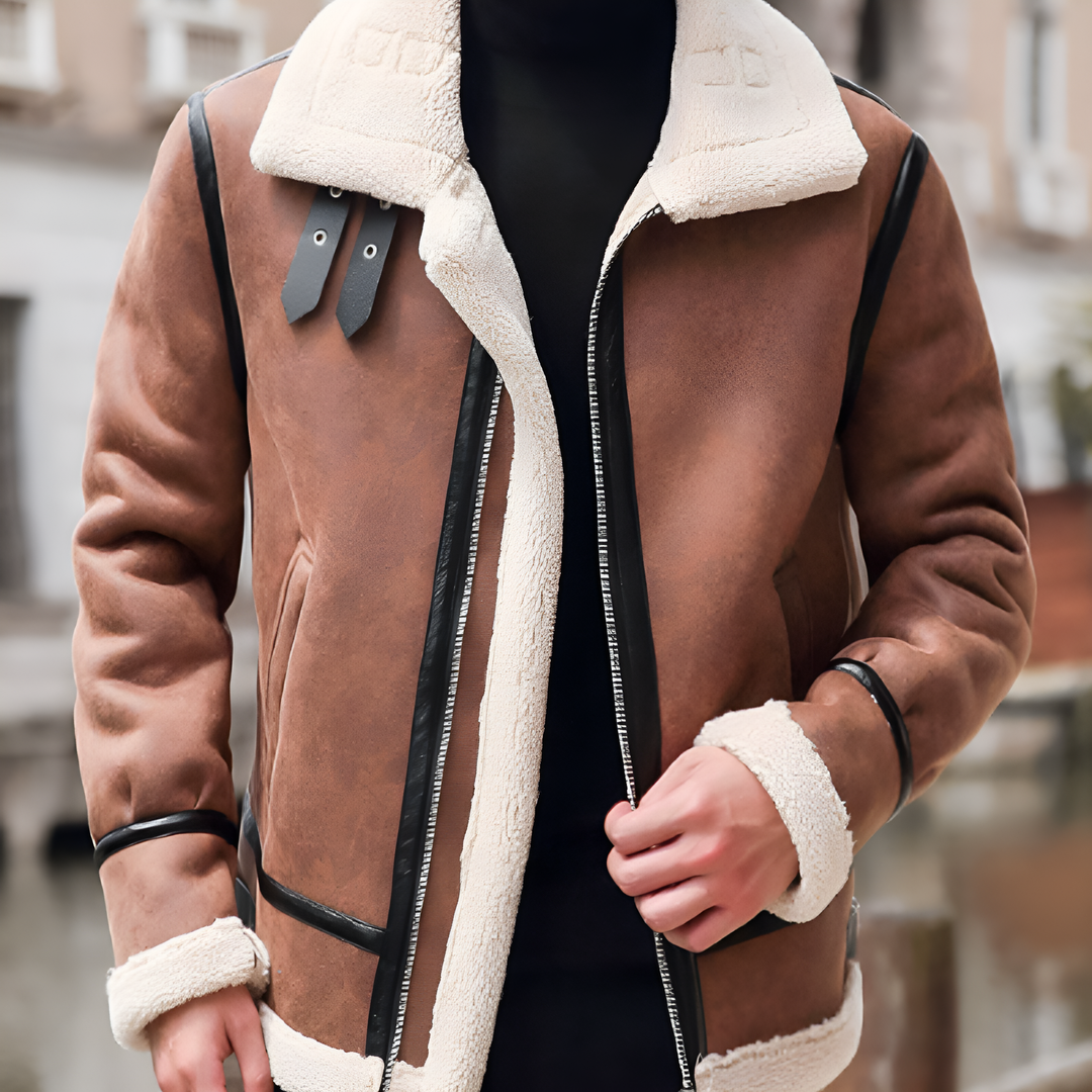 Men's Elegant Warm Suede Leather Jacket - Duval