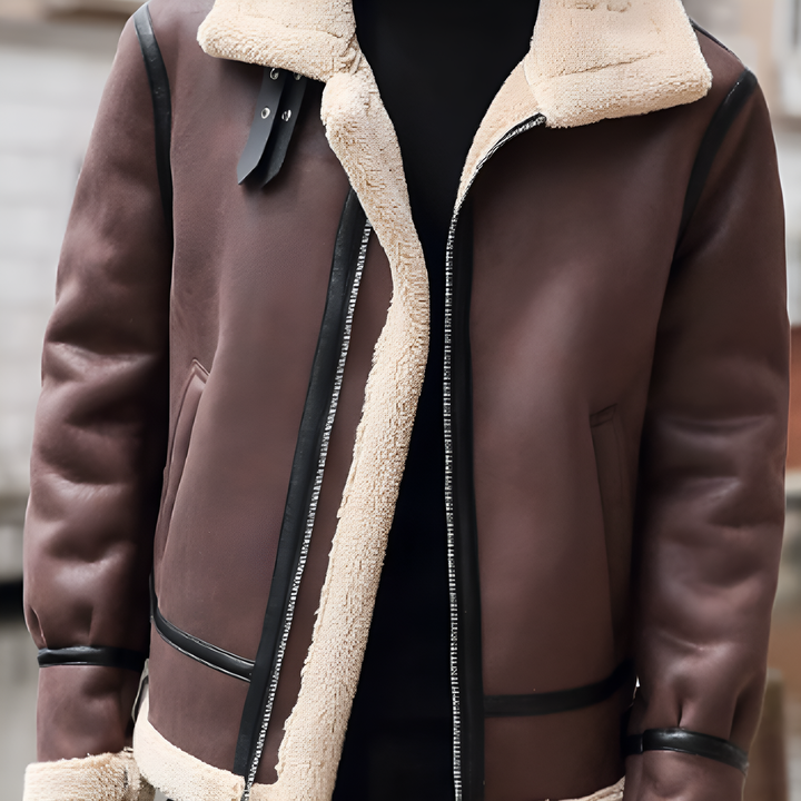 Men's Elegant Warm Suede Leather Jacket - Duval