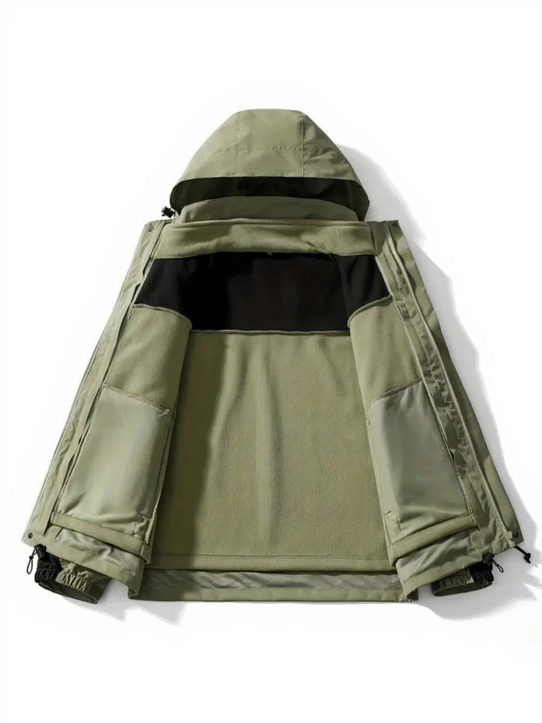 Men's 3-in-1 waterproof hooded jacket, perfect for autumn days with adaptable protection against wind and rain.