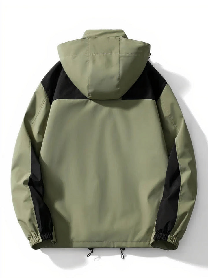 Men's 3-in-1 waterproof hooded jacket, perfect for autumn days with adaptable protection against wind and rain.