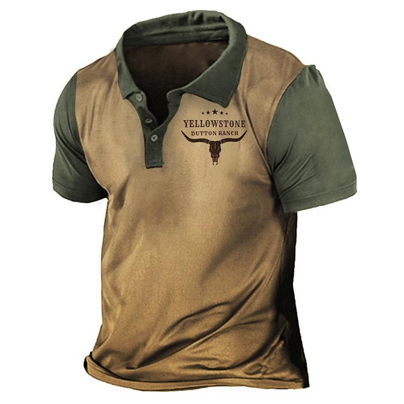 Men's casual vintage-style polo shirt, breathable and lightweight, perfect for summer days.







