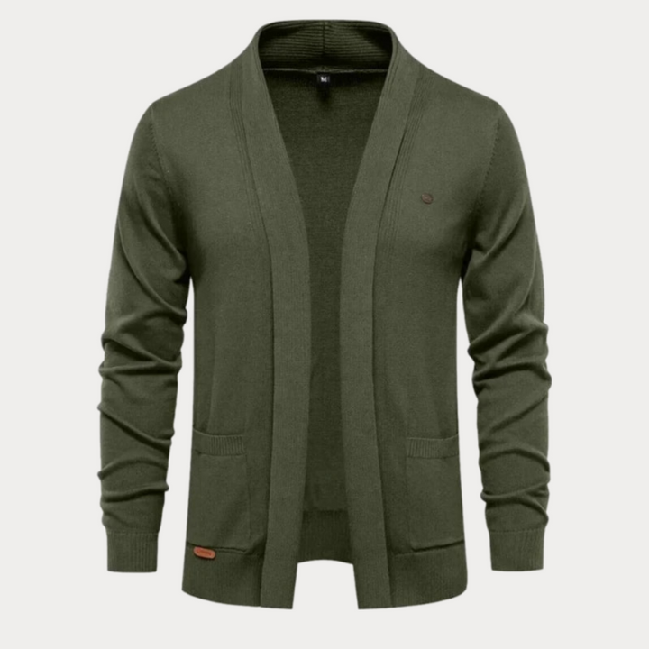 Classic men's cardigan designed for comfort and style, perfect for layering during Autumn days.
