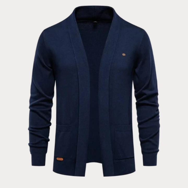 Classic men's cardigan designed for comfort and style, perfect for layering during Autumn days.