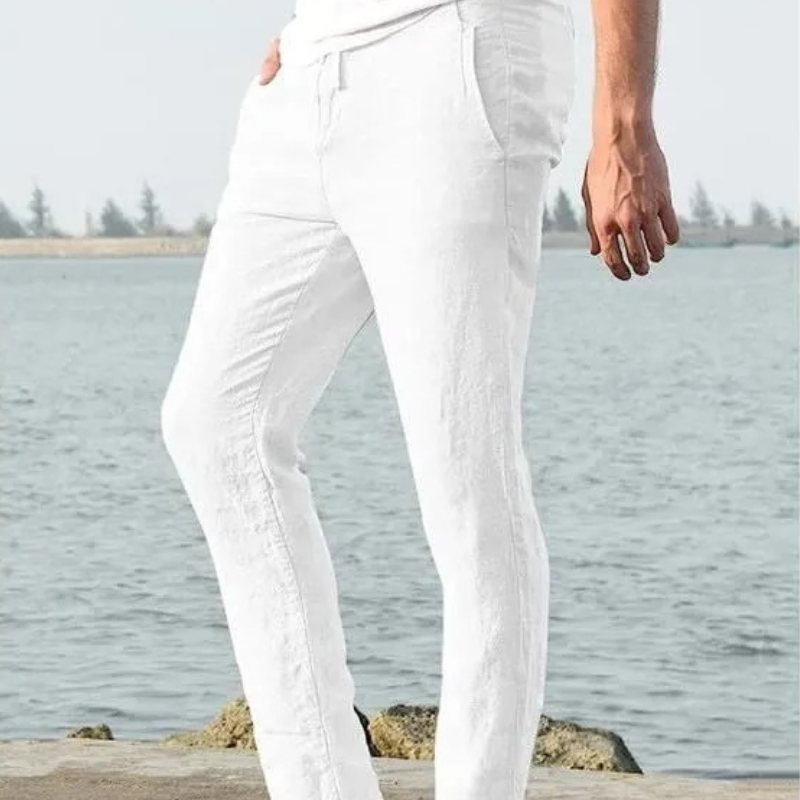 Classic linen pants for summer, featuring a breathable and lightweight design for ultimate comfort.
