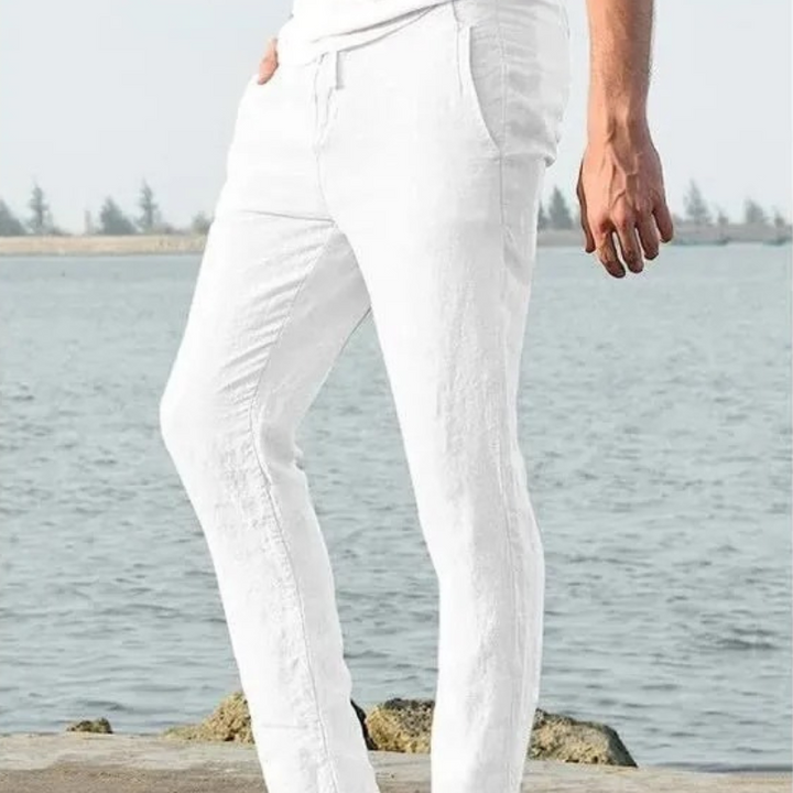 Classic linen pants for summer, featuring a breathable and lightweight design for ultimate comfort.
