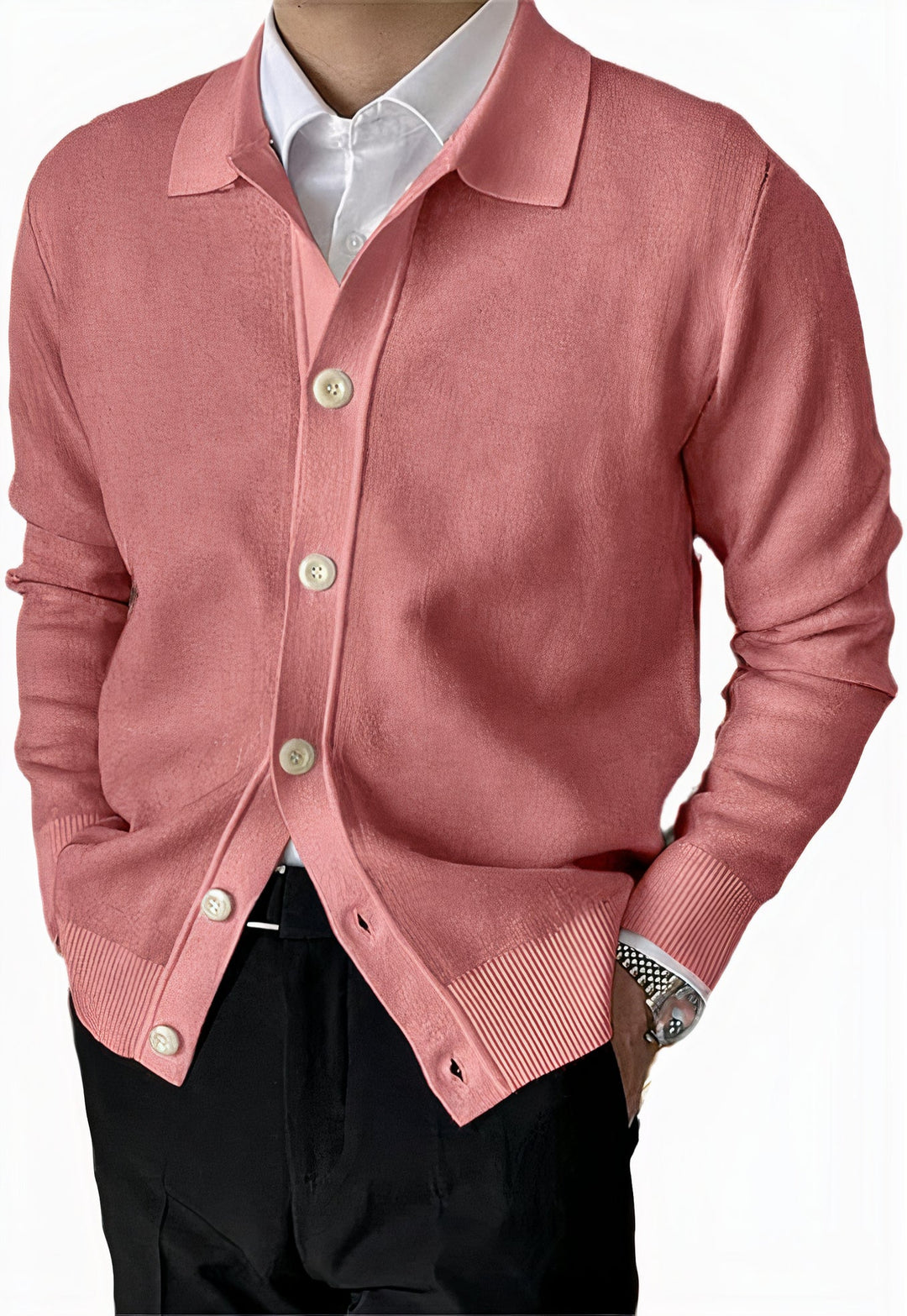 Elegant cardigan for men with soft knit fabric and classic design, ideal for stylish and cozy autumn days.