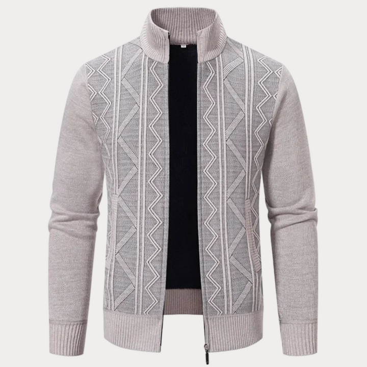 Elegant knitted cardigan for men with soft fabric and refined fit, perfect for stylish Autumn layering.








