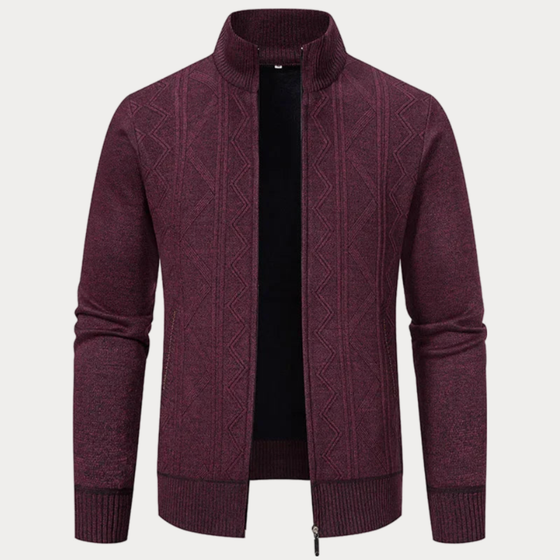 Elegant knitted cardigan for men with soft fabric and refined fit, perfect for stylish Autumn layering.








