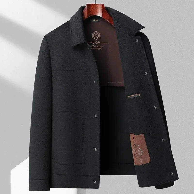 Elegant tailored wool jacket for men, perfect for Autumn with a refined silhouette and luxurious wool fabric.
