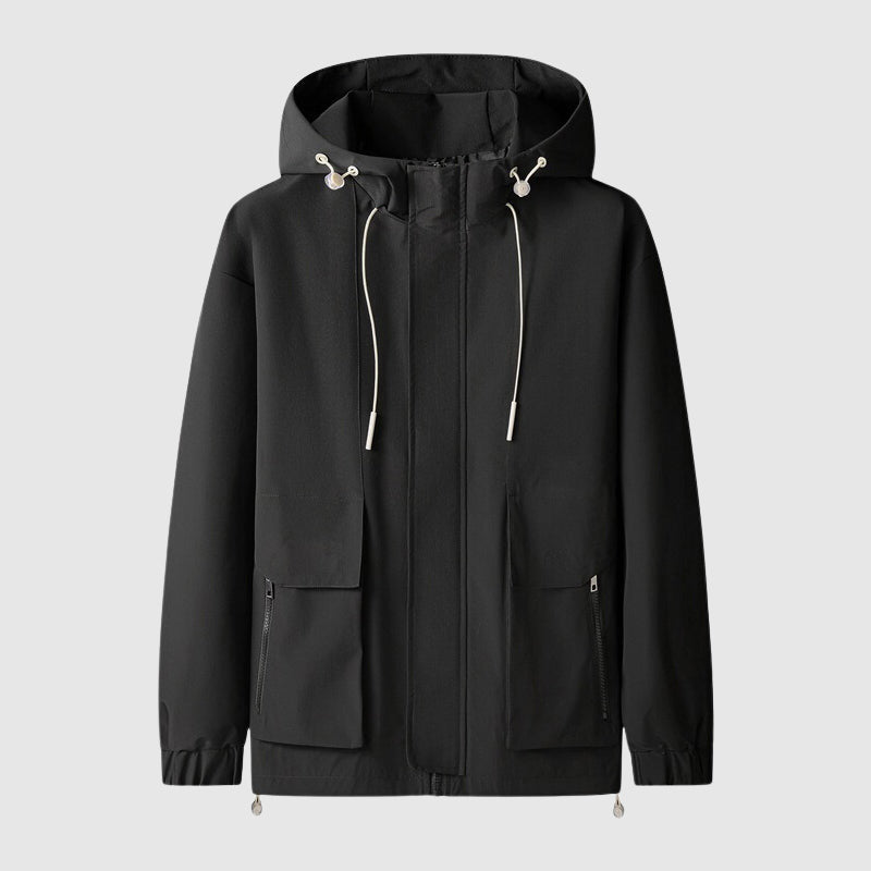Elegant waterproof men’s jacket ideal for autumn with wind-resistant and breathable design for dry and stylish wear.