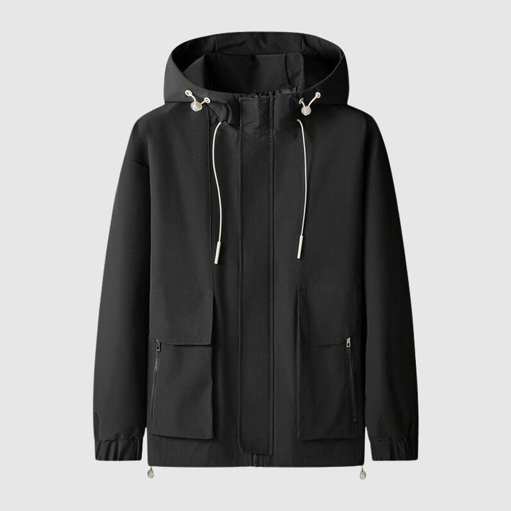 Elegant waterproof men’s jacket ideal for autumn with wind-resistant and breathable design for dry and stylish wear.