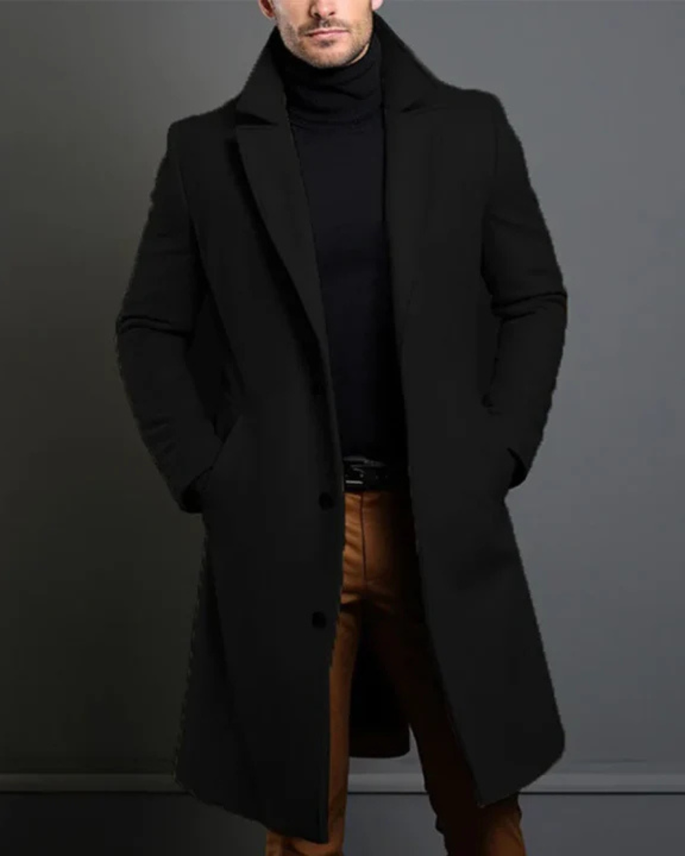  Luxurious trench coat for men with tailored fit and wind-resistant fabric, ideal for stylish Autumn days.








