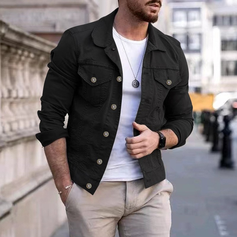 Men's casual denim jacket with timeless design and relaxed fit, perfect for stylish and comfortable autumn outfits.








