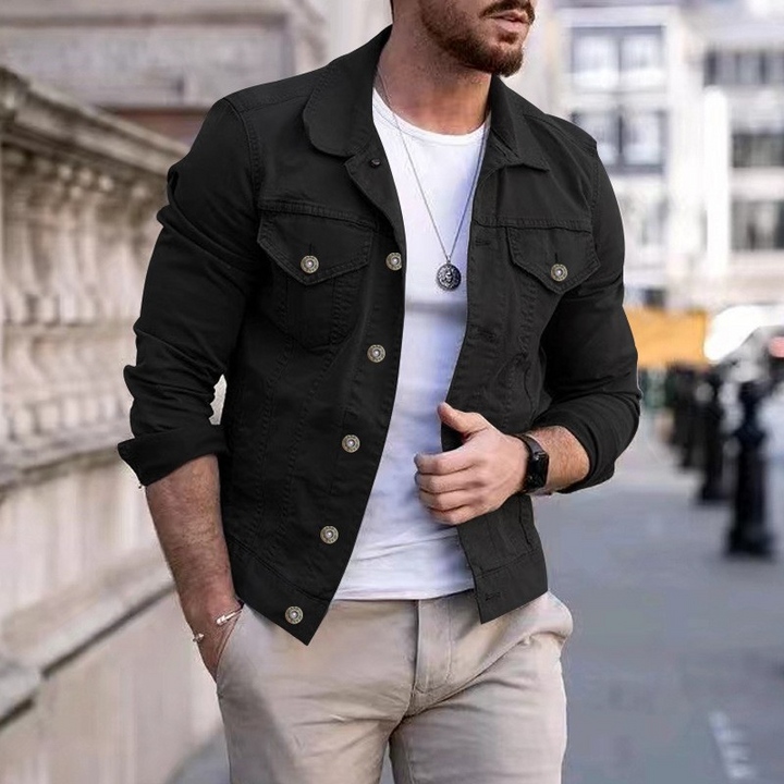Men's casual denim jacket with timeless design and relaxed fit, perfect for stylish and comfortable autumn outfits.








