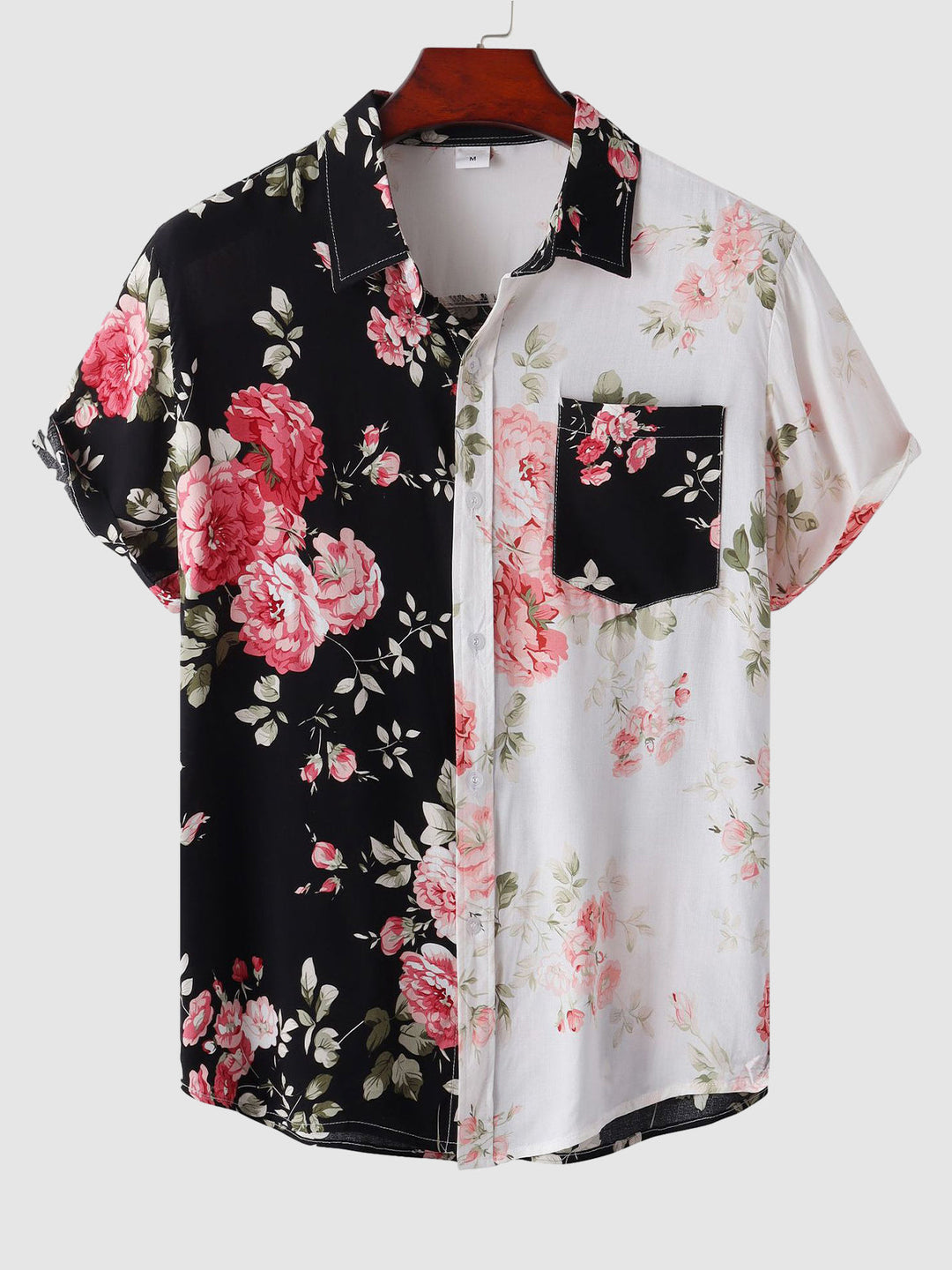 Men's floral Hawaiian summer shirt with relaxed fit and tropical design, ideal for summer days.
