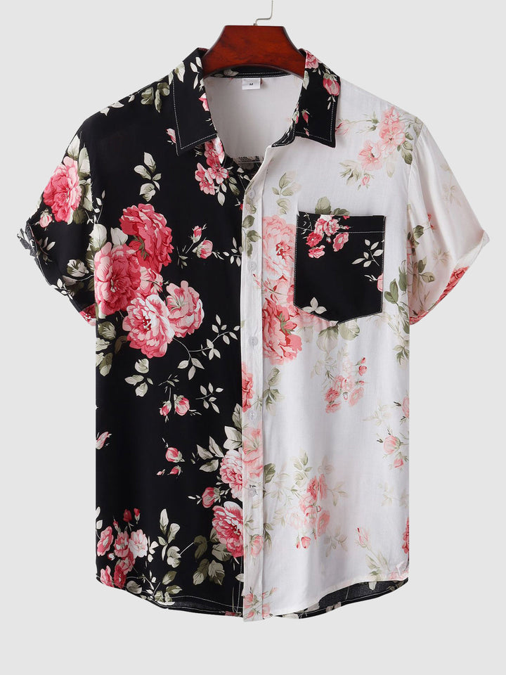 Men's floral Hawaiian summer shirt with relaxed fit and tropical design, ideal for summer days.