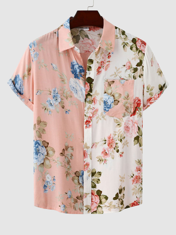 Men's floral Hawaiian summer shirt with relaxed fit and tropical design, ideal for summer days.