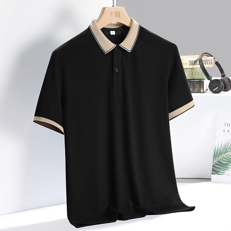 Men’s luxurious business polo shirt with breathable fabric and tailored fit, perfect for summer days.