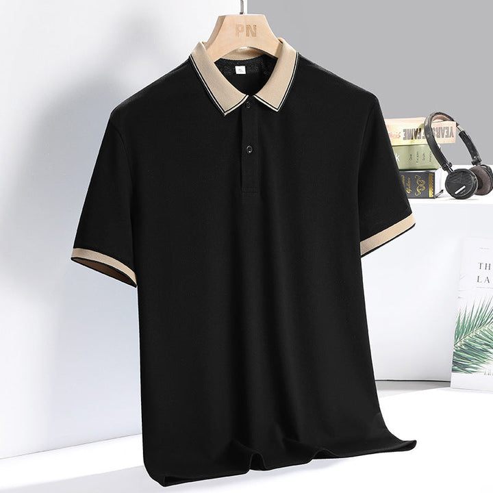Men’s luxurious business polo shirt with breathable fabric and tailored fit, perfect for summer days.