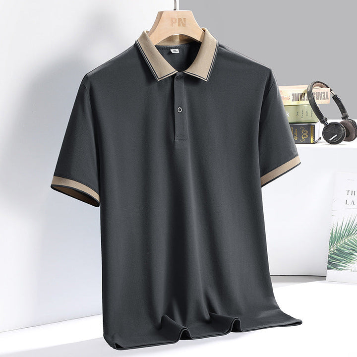 Men’s luxurious business polo shirt with breathable fabric and tailored fit, perfect for summer days.