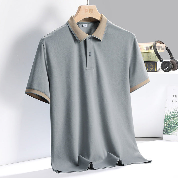 Men’s luxurious business polo shirt with breathable fabric and tailored fit, perfect for summer days.