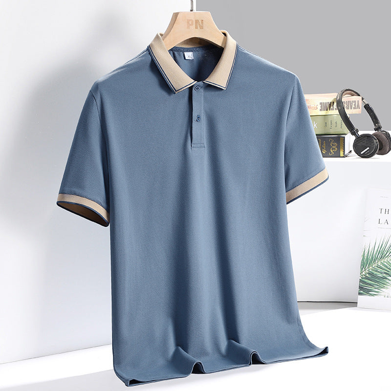 Men’s luxurious business polo shirt with breathable fabric and tailored fit, perfect for summer days.