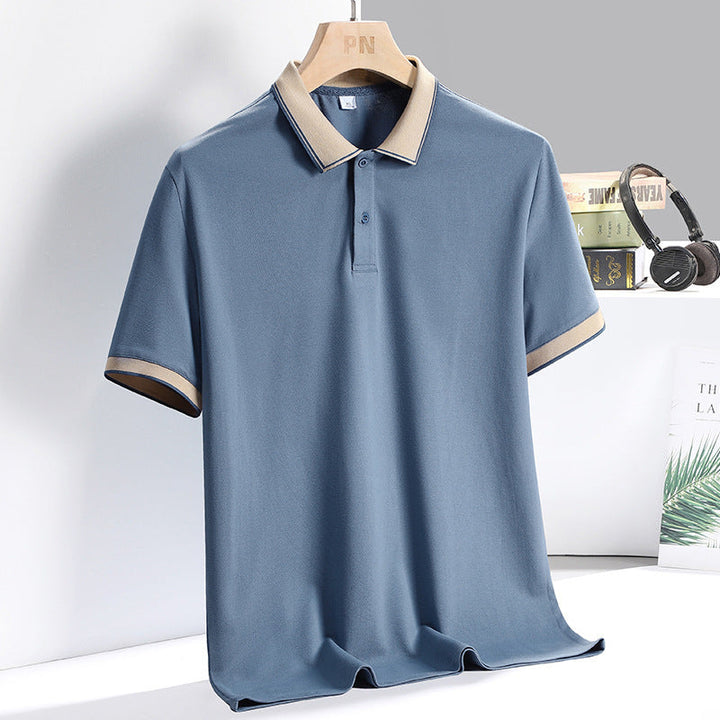 Men’s luxurious business polo shirt with breathable fabric and tailored fit, perfect for summer days.