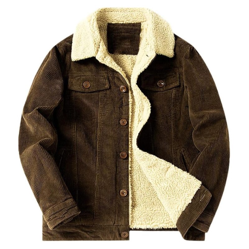 Men's warm corduroy autumn jacket with a classic design, perfect for layering and staying cozy in cooler weather.