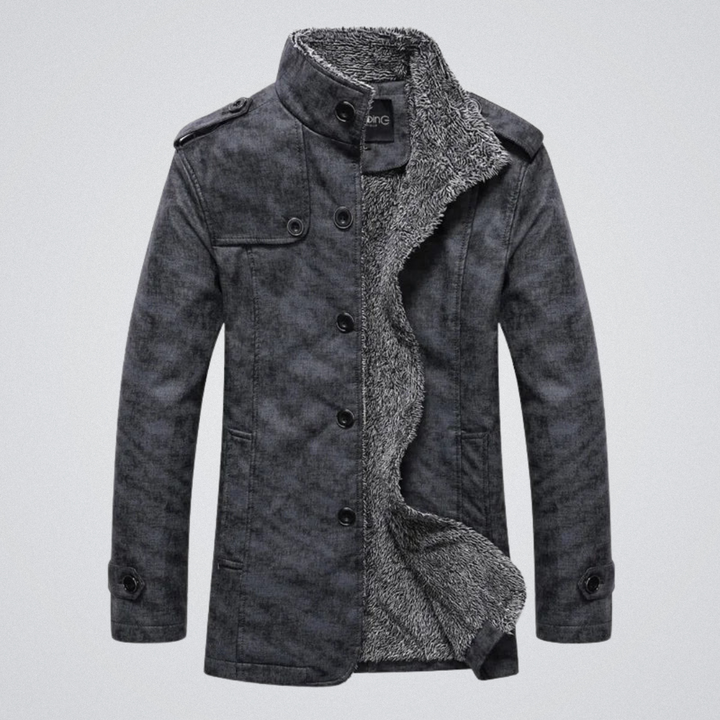 Men’s warm elegant jacket with comfortable fit and timeless style, ideal for Autumn days.








