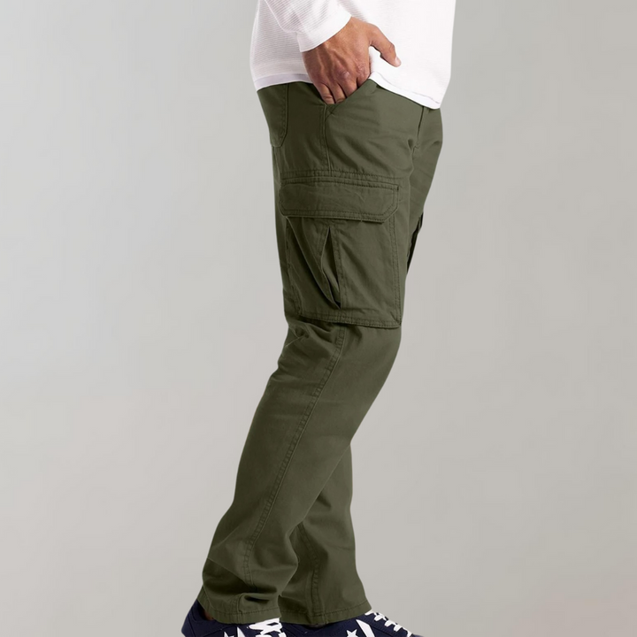 Modern fit cargo pants for men, featuring a stylish slim fit, breathable fabric, and multiple pockets for functionality.