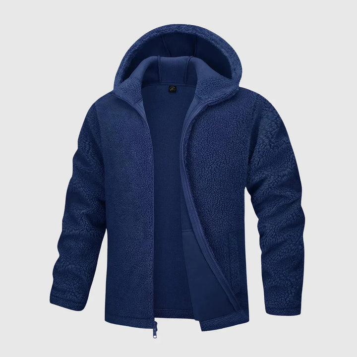 Stylish plush men's warm hoodie with soft lining, relaxed fit, and trendy design for autumn comfort.








