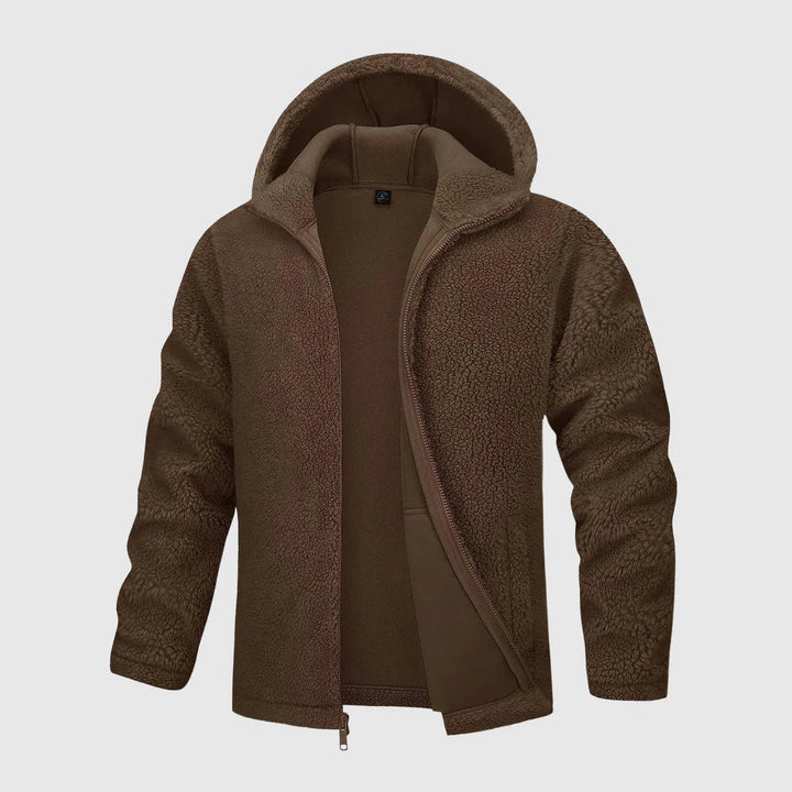 Stylish plush men's warm hoodie with soft lining, relaxed fit, and trendy design for autumn comfort.








