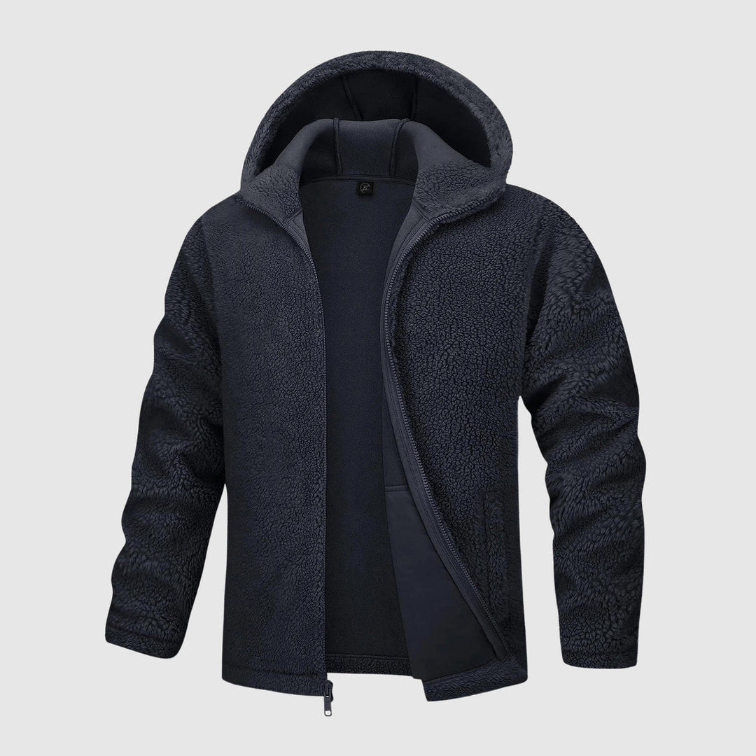 Stylish plush men's warm hoodie with soft lining, relaxed fit, and trendy design for autumn comfort.








