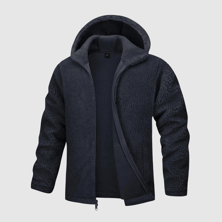 Stylish plush men's warm hoodie with soft lining, relaxed fit, and trendy design for autumn comfort.








