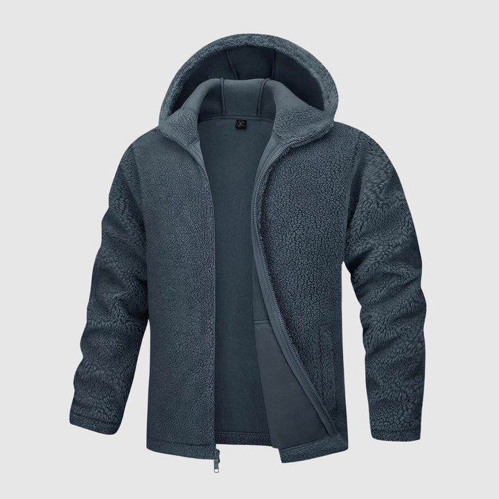 Stylish plush men's warm hoodie with soft lining, relaxed fit, and trendy design for autumn comfort.









