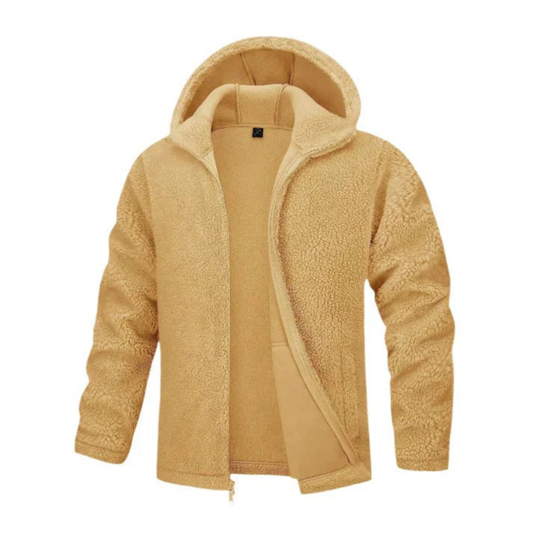 Stylish plush men's warm hoodie with soft lining, relaxed fit, and trendy design for autumn comfort.









